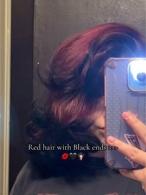 gave myself a little hair cut & added black to my hair :> #fyp #redandblackhair #blackhair #redhair #shorthair #haircut #layers 