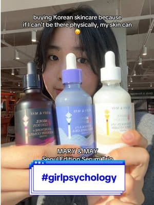 at least my skin gets to feel Korea😔  @Mary&May US @Mary&May Official  #girlmath #girlpsychology #seoultrip #maryandmay #koreanskincare #kbeauty #stylekorean #stylekorean_global 