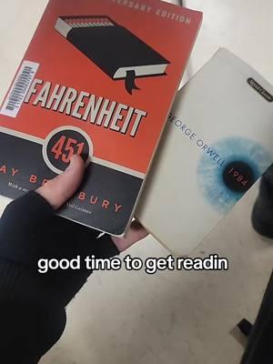 seriously, get a copy of these before they get banned. #politics #America #punk #fypシ #1984 #georgeorwell #fahrenheit451 #raybradbury #books #bannedbooks #2025 