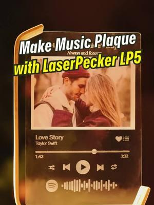 Create acrylic music plaque with #laserpeckerlp5 #laserpecker #valentinesdaygift #diyproject #craftingeek #personalizedgift #laserengraving #acrylicsign 