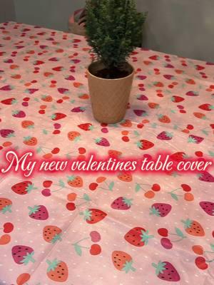 My new valentines table cover 💗🍓  #goodnight #beforebed #cleankitchen #newtablecover #ValentinesDay #valentinedecor #valentinesdecor #tablecover #dinnertable #strawberry #cherries 