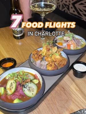 Everyone’s heard of drink flights, but what about food flights? 🍴 If you’ve ever wanted to try multiple options instead of sticking to just one meal, here are 7 amazing food flights to try in Charlotte:  🐟 Yunta : Ceviche Flight + State of Confusion also has a ceviche flight 🥣 Vortex Bottle Shop: Soup Flight 🥟 Sun’s Kitchen: Dumpling Flight, they also have a Dim Sum & Skewer Flight 🍞 Postino: Bruschetta Flight  🍑 Peach Cobbler Factory: Cobbler/Banana Pudding Flight 🥩 NY Butcher Shoppe: Steak Flight 🥞 Snooze: Pancake Flight Which one are you trying first? #CLTBucketlist #charlottefood  #charlottenc  #foodflights #nc #northcarolina 