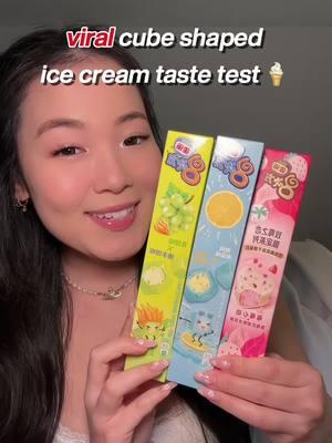 these were so cute and i loved the texture but grape had me like o.O #icecream #asianicecream #strawberryicecream #grapeicecream #lemonicecream #tastetest #asiandessert 