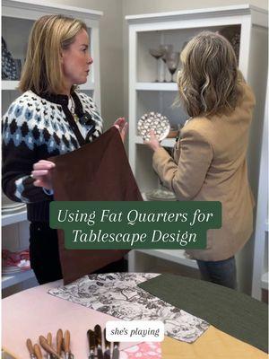 Fat quarters? Let's chat! They’re such a great resource for designing your tablescape, especially when you don’t have the space—or the budget—to order all five linens you’re dreaming of seeing in person. #calderclark #calderclarkweddings #tablescapes #weddingtablescape #tablescapedesign 