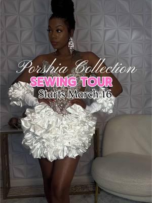 First stop ATLANTA March 16 #atlantadesigner #sewingtiktok #sewingclass #newdesign #porshiacollection #highmaintenance #fyppppppppppppppppppppppp #ypシ #corsetdress #sewingtour 