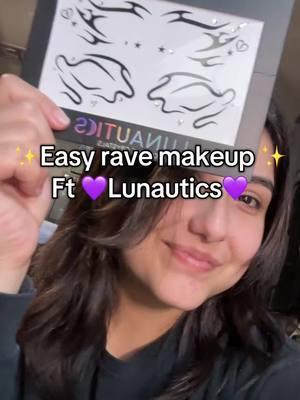 Forever grateful for these face stickers cuzz I can’t do graphic liner AT ALL🥲 @Lunautics 💜 // @SKYLINE fest tix 🔗 in b!0 🫶🏻  #edm #ravetok #edmtiktok #graphicliner #lunautics 