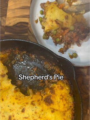 Shepherd’s Pie. Back to our regularly scheduled programming, I’m home from Europe and made my version of a comforting shepherd’s pie. You can use ground lamb (hence the name shepherd) or beef. I had a frozen disk of leftover mashed potatoes to use for just this purpose. Your layer of mashed potatoes will be a little thicker. This is a delicious one-pot meal that will take the chill. Also a great way to use up leftover meat from a pot roast or pot-au-feu, so if you go that route, skip the sauté step. Serves 4-6. Mashed Potatoes: 2 lb potatoes, Russet or gold, peeled and cut into quarters 6 T unsalted butter ¾-1 c milk or half and half Salt and pepper to taste Meat Filling: 2 T olive oil 1½ lbs ground beef or lamb  (or use leftover cooked meat) Kosher salt and ground black pepper 1 yellow onion, peeled and chopped 2-3 stalks celery, chopped 1-2 carrots, peeled and chopped 3 garlic cloves, pressed or minced 3 T all-purpose flour 2 sprigs of thyme, leaves chopped ( ½ t dried) 1 t chopped fresh rosemary ( ½ t dried) 2 T tomato paste 1 T Worcestershire sauce 1 c beef broth ¼ c frozen peas Add potatoes to a large saucepan, cover with water, and bring to a boil. Cook until tender, about 15 minutes. Drain water and mash potatoes with a masher or a ricer, adding butter and milk. Mix sparingly and season with salt and pepper. Set aside. Heat oil in an oven-safe skillet. Brown beef and season with salt and pepper, using a spatula to break meat into small pieces. With a slotted spoon, remove meat from the pan to a plate. If there is excess fat in pan, drain some off, reserving one tablespoon. Preheat oven to 400 degrees. Add onion, celery, and carrots and sauté until vegetables begin to soften, 6-8 minutes. Add garlic and flour and stir for one minute. Add the cooked beef back to the pan and stir. Add in herbs, tomato paste, Worcestershire sauce, and beef broth. Bring to a simmer and cook for 5 minutes until beginning to thicken slightly. Taste for salt and pepper, adding more if needed. Stir in frozen peas. Spoon mashed potatoes over the meat mixture to cover completely. Bake for about 30 minutes, until top is golden. Let cool about 15 minutes before serving so the sauce can thicken. #chouquettekitchen #foodblogger #cook #shepherspie