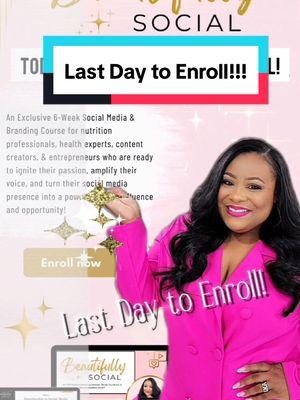 💕Today is the Last Day to Enroll!🩷 The countdown is ON! Today is your LAST chance to enroll in Beautifully Social and take the first step toward building your dream brand and social media platform. This course is your ticket to gaining confidence, learning how to create high-quality content, and building a presence that attracts the opportunities you deserve. Don’t wait another year to make your vision a reality—your future self will thank you! Enrollment closes at midnight tonight! https://beautifuleatsandthings.com/beautifully-social/  #socialmedia #PersonalBranding #Dietitian #BlackDietitian #MediaDietitian 