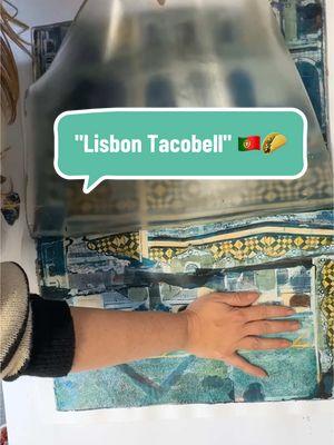 Introducing "Lisbon Tacobell" by the talented Jessica @Jessica Russo Scherr | Artist ! 🇵🇹🌮 This stunning Gelli Arts® 18x24" gel plate monotype showcases Jessica's unique blend of cultures, combining her photos from Lisbon, Portugal, and a truck stop in Punta Gorda, Florida. Jessica edited her images in Photoshop, then printed, cut, and layered them through image transfers.   Utilizing these layered image transfers, she beautifully captures the essence of Portuguese design with vibrant blue hues that echo traditional tile patterns.💙  Considering our Poster Plate?!🙌🏼 Jessica loves working at this scale, as it gives her more freedom to experiment with patterns and shapes, aligning her monotypes closer to the approach she takes in her paintings.  With our new sturdy 18" x 24" gel plate, artists can explore their creativity and experiment with patterns and shapes just like Jessica! ✨   Shop now at www.gelliarts.com! 🛒  #GelliArts #MonotypeArt #ArtCommunity #CreateEveryday #imagetransfers #imagetransfer #howtogelprint #ArtWithPurpose #VisualStorytelling #ContemporaryArt #ArtistOnInstagram #ArtPhotography #GelliArtsPrintmaking  #fyp #artistsoftiktok 