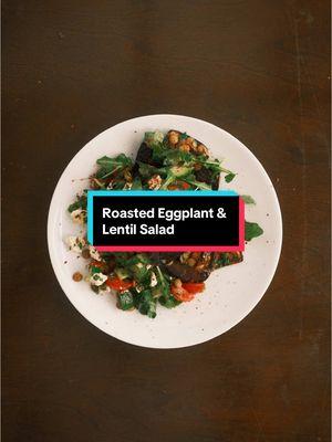 A roasted eggplant and lentil salad. Another healthy and delicious salad to switch things up.  #saladrecipe #roastedeggplant #mediterraneanfood #mediterraneandiet #mediterraneansalad 