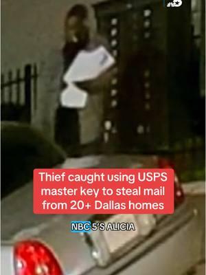 Surveillance video shows a brazen thief quickly stacking up stolen mail from a Dallas neighborhood, using what postal inspectors say is a stolen master key. The theft happened Tuesday night in a Dallas neighborhood and affected at least 20 homes.  We have the full report in bio. #news #dfw #dallas #apartment #package #mail #theft #nbcdfw