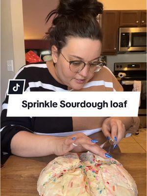 Sprinkle sourdough loaf! She’s soooo pretty. Let me know if you want to see her cut open! 😍😍😍 #sourdough #sourdoughbread #sourdoughstarter #sourdoughtok #sourdoughscoring #breadmaker #breadmaking 