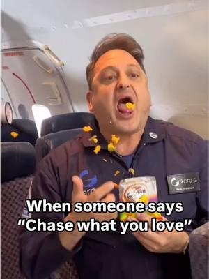 They say to chase what you love. ❤️ We all know Goldfish as "The Snack That Smiles Back" 😁🐠 And when @pgfilm tested that theory out in zero gravity, he certainly confirmed it while grinning ear to ear.  Tell us: If you could bring one snack with you on G-Force One, what would it be? Tag them in the comments! ⬇️ #fyp #goldfish #goldfishcracker #gozerog #zerogravity