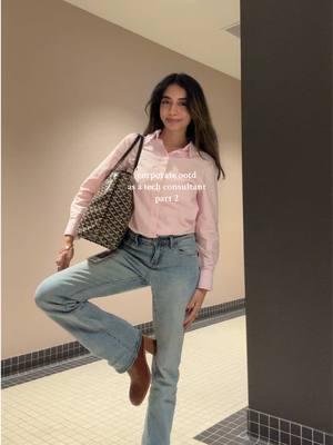 forgot abt this series, back in the office after forever 👩🏻‍💻🫧💝 shirt - @H&M  jeans - @Brandy Melville  booties - @Nordstrom  bag - goyard #fyp #browngirl #corporategirlie #consulting #big4 #goyardworkbag #OOTD #fitcheck #workfitinspo #officeinspo #desi #fashion #goyard 