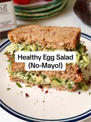 Healthy Egg Salad, No Mayo! This avocado egg salad recipe is my go-to when I need an easy meatless that is satisfying and packs some protein. It is mayo-free yet ultra-creamy, thanks to rich, nutritious avocado and a little Greek yogurt. If you’re looking for a healthy, filling and flavorful egg salad option, this one is sure to satisfy you! This egg salad recipe is the next recipe in my 30 day Mediterranean diet meal plan.  For The Avocado Egg Salad ▢ 1 large ripe avocado ▢ 1 lemon, juiced ▢ 3 large eggs, hard boiled and coarsely chopped ▢ 3 tbsp Greek yogurt ▢ 1 celery stalk, finely chopped ▢ 1 shallot, finely chopped ▢ 1/3 cup chopped parsley, plus more for serving ▢ 1/3 cup chopped dill, plus more for serving ▢ Kosher salt ▢ Ground black pepper ▢ Red pepper flakes, or Aleppo pepper, optional ▢ Extra virgin olive oil For Serving ▢ Bread or lettuce wrap (I used ciabatta rolls) ▢ Romaine lettuce leaves #eggsalad #eggsaladsandwich #eggsaladrecipe #healthysalad #mediterraneansalad #greekyogurt #greekyogurtrecipes #avocado #eggs #EasyRecipe #mediterraneandiet #mediterraneanfood #sandwich 