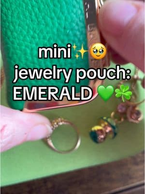 green + teeny = 💚☘️🥹 is anyone else obsessed with all things little and green? yes i saw this mini jewelry case on tiktok shop. immediately heard “add to cart and initiate check out” 🛒💳💵i purchased this tiny jewelry purse so fast! the color is LAKE GREEN 🟩 also this is my very first shoppable video - seriously never been so obsessed or inspired with a TT purchase - i had to share ☘️  today (now yesterday) i had so much fun playing with my emerald jewelry for  the #gemgossipchallenge (if you’re not following along - there is still time over on the other 📸 app) @Gem Gossip has really brought the jewelry community together to share their collections with fun daily prompts 💚this description was a bit of a ramble but i hope you enjoyed me playing with my jewelry today! and if you love lil things - i know you’ll swoon over this little jewelry case.  #JewelryCollection #jewelrybox #jewelrycase #minibag #emeraldjewelry #jewelrytok #tiktokshopreview #minipurse #minijewelrybox #jewelrytok 