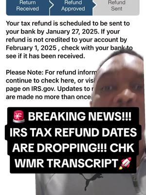 #greenscreen 🚨 BREAKING NEWS!!! IRS TAX REFUND DATES ARE DROPPING!!! CHK WMR TRANSCRIPT🚀 Refund updates are going out NO PATH FILERS WHO GOT EITC CTC ETC.  FOLOW ME FOR THE LOST ACCURATE TAX REFUND UPDATES!! Eitc ctc path income tax return actc #tax #taxseason #irs #ers  #taxes #team846 #taxplanning  #childtaxcredit #refundglowup  #financialplanning #smallbusinessowner #SmallBusiness #taxrefund #smallbusinesstiktok #smallbusinesscheck 