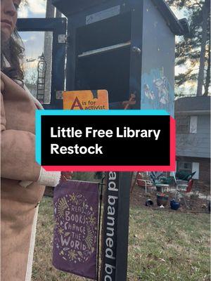 Felt like a good day to restock my #littlefreelibrary.   #readbannedbooks #littleneverlandlibrary #cutewinterboots #bannedbooks #bannedbooks2025 #freelittlelibrary #restock 