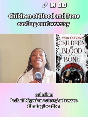 the cast for Children of Blood and Bone has been released and people are mad. head over to YouTube to see a breakdown of the controversy! #childrenofbloodandbone #colorism #tomiadeyemi #youtube #nigerian #nigerianamerican 