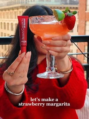 Sweet Fresa pairs perfectly with a cute strawberry marg🍓🍸 Our new Tinted Lip Treatments are available NOW! Infused with collagen boosting peptides & raspberry seed oil for healthy, moisturized lips💧 #BeautyCreationsCosmetics #tintedliptreatment #strawberrymargarita