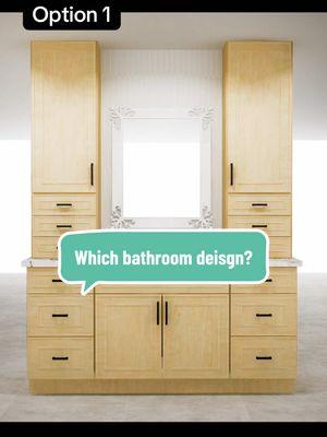 Which bathroom design do you like best? #bathroomdesign #bathroomvanity #woodbathroom #bathroomideas #lilyanncabinets #bathroommakeover #greenscreen 