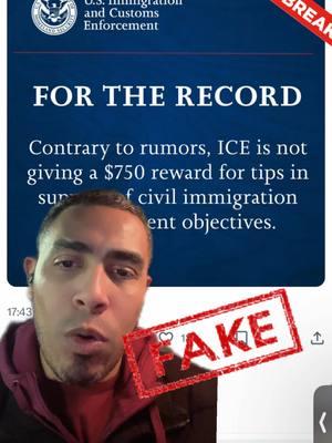 🚨ICE NO DSTA OFRECIENDO RECOMPENSA ALGUNA POR INFORMACIÓN PARA CAPTURAR  INMIGRANTES ILEGALES. #viral #estadosunidos🇺🇸 #URGENTE #venezolanosenusa🇺🇸🇻🇪 #donaldtrump #usa #inmigracionilegal #ice #deportaciones 