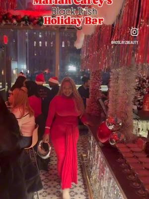 🎄❄️🎁❤️A little Christmas Fun!@mariahsholidaybar @virginhotelsnyc  I had to check out the Mariah Carey Black Irish Christmas Bar!  I’ve been a big Fan for a while, and sometimes people often tell me, I look like her as well….the darker version of her lol. So it was only right to go see what was up! It’s a cute space that has been Transformed into a Christmas Oasis! It’s Completely Covered in Tinsel !!! Wow! It’s a smaller space but makes up for it with the Cocktails and decor! The food was also Pretty Good! The menu is limited. So be advised this is not a place for serious grub , but to schmooze , sit back and relax ,and enjoy the scenery. Food & Drinks featured: The Salami and Cheeseboard The Smashed Cheeseburger and fries 2 Complementary Black Irish Cocktails   “It’s Time!!! “Cocktail “The Queen of Christmas Cocoa “Cocktail They also played the Infamous “All I want for Christmas “ Song every 15 minutes! Now i feel like it’s my Absolute FAVE Xmas song! IT’S SO GOOD! And never gets old! The Music Playlist was Amazing! It put you in A Cozy Xmas Mood! Loved it! 😍👑 Love Mariah!! It’s a GOOD Time! #nycblogger #nycinfluencer #blackirish #irishcream #thingstodoinnyc #nycchristmas #nycrestaurants #mariahcarey #mariahcareyblackirishholidaybar #chistmastodolist #virginhotelsnyc #redchristmas #redpiano