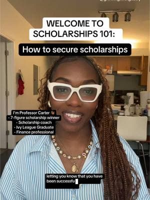 You've been successfully enrolled in Scholarships 101 course for this semster 😊  I'm Professor Carter, and I look forward to teaching you how to securing the scholarship bag. Full Lessons will be taught on YT (growingwithgabby) with tips and scholarships shared here. 💰 #tiktokuniversity #newcourse #class #drbarlow #educationtok #scholarships #freeclas 