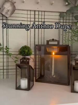 See this amazing Anthro Dupe Rustic Bronze Tempered Glass Lantern Set 😍 An affordable set to give off that luxury rustic vibe #anthrodupe #candlelantern #lantern #lanterns #rustic #rusticstyle #rusticdecor #homeinspo #fypシ #decorsteals 