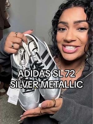 I AM OBSESSED 🤩✨👏🏽 How would you style these?! #adidasshoes #adidassneakers #tiktokshopsneakers #tiktokshopshoes #fypsneakers #sneakergirl #sneakertok #fypsneakers #fyptiktokshop #ttslevelup #giftguide #silversneakers #metallicsneakers #adidassl72 #creatorsearchinsights #itgirlaesthetic #sneakercollection #silveraesthetic 