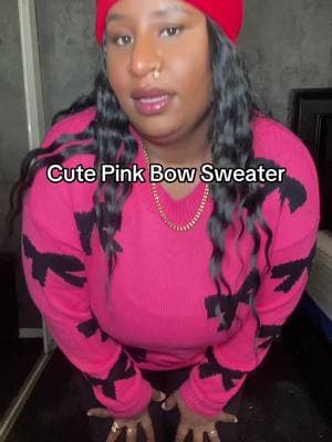 One thing about me is I love me a cute pink sweater, and the fact that it has bows on it sign me up 🩷🎀 ##coquetteaesthetic##pinksweater##knittedsweater##tiktokshopfinds##spotlightfinds##womensclothing##plussize