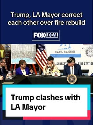 President Donald Trump and Los Angeles Mayor Karen Bass spoke over and corrected each other on the projected timelines on Southern California's rebuild process after the deadly Jan. 2025 fires. #trump #karenbass #lafires #cafires #palisadesfire #eatonfire #ca #la #news 