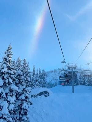 Stunning halo seen in Whistler, BC! These optical illusions are caused when the sun's light refracts off ice crystals in the sky. The halo is usually seen as a bright, white ring although sometimes it can have color. #whistler #sunhalo #beautifulplaces #britishcolumbia#traveldestinations