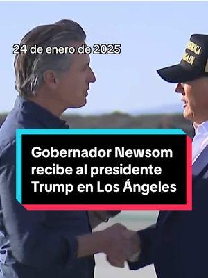 El gobernador Gavin Newsom llegó al aeropuerto de Los Ángeles para saludar al presidente Trump en la puerta del Air Force One. Ambos se dieron la mano y hablaron ante las cámaras del aeropuerto. #Telemundo52 #DonaldTrump #GavinNewsom