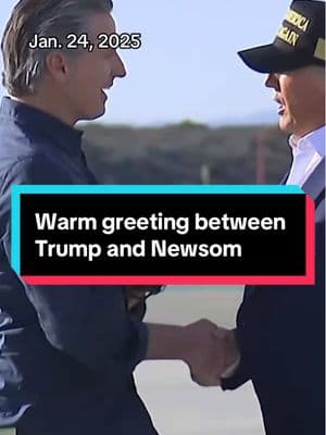 Gov. Gavin Newsom arrived at LAX to greet President Trump outside Air Force One. The two shook hands and spoke before cameras at the airport.⁠ ⁠ #nbcla #GavinNewsom #DonaldTrump #LosAngeles 