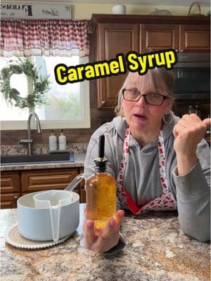 #caramelsyrup #caramelcoffeesyrup #coffeesyrup #fyp #fypageシ #fypシ #fypシ @bluestarshar http://BLUEBERRYaprons.com.        * ¾ cup granulated sugar 1 cup water, divided ½ teaspoon vanilla extract * In a medium saucepan, add the sugar and ½ cup water (optional to whisk together). Heat over medium-high heat until it begins to boil. Once the sugar is completely dissolved, reduce the heat slightly, to around medium or medium-low on a gas stove, and medium or still medium-high on electric. Continue to adjust the temperature as needed to keep the mixture at a low boil with bubbles continuously rising to the surface.  	•	Continue to low boil for approximately 15-18 minutes until a light golden amber color appears. If around the 10-minute mark the boiling slows down, increase the heat. You do not need to stir it, but the pot can be swirled occasionally by gently lifting and turning it in a circular motion.   * While the mixture is simmering, heat the remaining 1/2 cup of water in the microwave or in a small saucepan. Using hot water for the next step will reduce splatters.  Once the light golden color appears just around the edges of the liquid, remove the saucepan from the heat. It may be hard to see depending on the pan you use and the lighting. Note: do not allow the mixture to continue to boil or it can become too thick or burn quickly - keep your eyes on it!