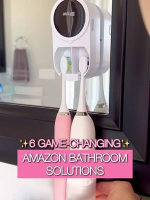 Anyone else struggle with No. 5? 🤦‍♀️  Revamp your bathroom routine with these **6 Must-Have Amazon Solutions for Effortless Living!** 🚀✨ **1.** Struggling with limited counter space? Meet the Hot Tools Pocket – your stylish solution for hair styling on the go, keeping your essentials right at your fingertips!  **2.** Tired of pesky shower gunk? Say goodbye to standing water and hello to a sparkling clean bathroom with a Vacuum Squeegee that leaves glass, walls, and floors spotless after every shower! **3.** Maximize your storage potential! These versatile adhesive bins come in a variety of sizes and colors, making organization a breeze in any cabinet and adding a pop of fun! **4.** Fed up with a shower curtain that gets stuck? Transform your experience with an Adhesive Glide Strip that effortlessly smooths out your curtain rod and ends the struggle for good! **5.** No time to floss? No problem! This innovative rechargeable electric toothbrush and water flosser combo guarantees a dazzling smile while you brush in record time! **6.** Keep your toothbrushes germ-free in seconds with this handy rechargeable brush cleaner – because maintaining cleanliness should be quick and effortless! Cleans & Dries the brush as well keeps them off the counter! Don’t miss out on these game-changers! 🛁💖 #BathroomHacks #AmazonMustHaves #HomeImprovement #CleaningTips #SmartLiving #OrganizationGoals #HealthyLifestyle #amazongadgets #bathroomorganization #homehacks #homesolutions 