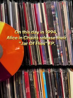 On this day in 1994, Alice in Chains release their "Jar Of Flies" EP. - - - #record #recordplayer #recordcollector #recordingartist #recordstore #recordvinyl #vinyl #vinylcollection #vinylcommunity #vinylrecords #vinylwrap #vinyljunkie #vinylgram #vinyllovers  #aliceinchains #laynestaley #jerrycantrell #jarofflies #90s #mikeinez #mikestarr #seankinney #fyp #fypシ #foryoupage #foru #foryoupageofficiall 