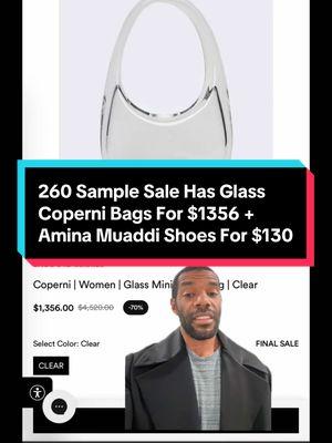 @260SampleSale has a promo right now that’s basically 80% off The Webster and includes glass Coperni bags #fashiontiktok #samplesale #coperni #bottegaveneta #alaia #aminamuaddi #heels 