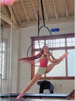 #likethis #flexibility #pinkleotard #aerialyoga #lyra #aerialhoop #splits 