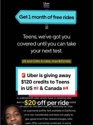 🗣️ Share this with a teen! 🚨 @Uber is giving away FREE rides to teenagers in the US & Canada 🚕 apply via bio 🔗 #uber #yourthriftybff #uberteen #teenager #savingtips #students #highschool #studentlife #parentsoftiktok #fyp #0126