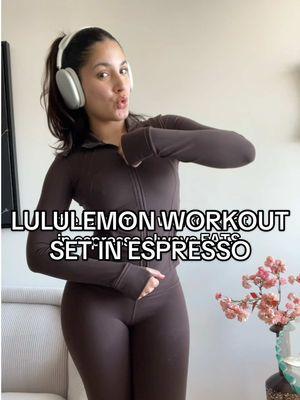 The espresso lululemon set is that girl!!! Love a cutie workout set @lululemon 🧸 #creatorsearchinsights #workoutclothes #lululemon #lululemonset #lululemonespresso #lululemondefinejacket #lululemonleggings #workoutset 