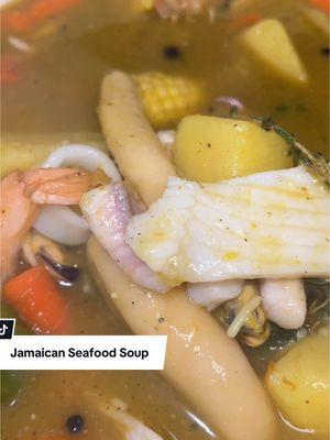 Jamaican Seafood soup Saturday  Ingredients Seafood mix  Shrimp  Yellow yam  Dumplings  Irish  Carrot  Complete seasoning  Cock soup  Green onions  Thyme  Pumpkin  Corn  Tilapia  #seafoodsoup #shrimpsoup #souprecipe #jamaicanfood #jamaicansoup #foodvideorecipes #cookingideas #foryoupage #creatorsearchinsights #eatandsipnet