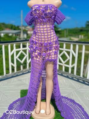 Do you see the different shades of Purple though? ☔️💜  Custom dress Made for my ccdoll,  Designed originally by @Workfrombeachbelike 😍 🔥  #crochetdress #crochet #handmade #crochetersoftiktok 