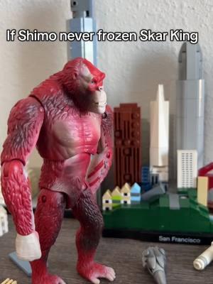 Do y’all think this will be accurate if shimo didn’t frozen Skar King? ##gxk##shimo##skarking##kong##godzilla##figures##Godzillafigures##foryourpage##fypシ゚viral##funnyvideos