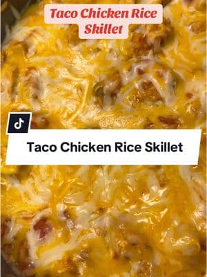 Taco Chicken Rice Skillet 🌮 Recipe credits: @Cooking in the Midwest Ingredients: 1 lb cubed chicken breast 1 tbsp olive oil 1/2 tsp salt & pepper 1 tsp cumin & dried cilantro 2 tsp chili powder 1 tbsp minced garlic (i forgot to buy it 🤦🏻‍♀️ so i used garlic powder) 10 oz can Rotel 8 oz can tomato sauce 1 1/2 cups chicken broth 1 cup washed & uncooked white rice 1 1/2 cups shredded Colby jack Sour cream & southwest sauce for topping Instructions: Add chicken and olive oil to large skillet over medium high heat, add all seasonings and cook until chicken is cooked through Add the undrained Rotel, tomato sauce, garlic, chicken broth and uncooked rice to skillet. Stir well, cover and cook on medium heat for 15-20 minutes or until the rice is cooked through (stir occasionally) Top with shredded Colby jack cheese and let melt. Top with sour cream & southwest sauce. Serve with tortilla chips or eat straight from the bowl! #tacoskillet #tacorecipe #tacotuesday #tacos #cookinginthemidwest #skilletmeals #skilletdinner #skilletrecipes #crockpot #crockpotrecipes #crockpotmeals #crockpotdinner #crockpotrecipe #crockpotmeal #crockpotcooking #easydinner #easydinnerideas #easydinnerrecipes #easydinners #easydinneridea #easydinnerrecipe #cheapmeals #cheapdinner #cheapdinnerideas #soup #crockpotsoup #soupseason #slowcooker #slowcookerrecipe #slowcookermeals #slowcookersoup #easysoup #groceryhaul #grocerystore #grocerylist #groceryrestock #ingredienthousehold #cheaprecipe #cheaprecipes #Recipe #recipes #dinnerrecipe #dinnerrecipes #souprecipe #pork #porkchops #porkribs #porkrecipe #porkrecipes #crockpotpork #porkcrockpot #target #walmart #targetgroceries #walmartgroceries #targetgrocery #walmartgrocery #targethaul #walmarthaul 