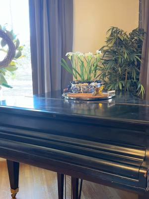 Home is where you make it 🌿 Adding my personal style to our temporary space! #HomeDecor #TemporaryHousing #LifestyleInspo #southernliving #mrsevansplace #blueandwhite #babygrand 