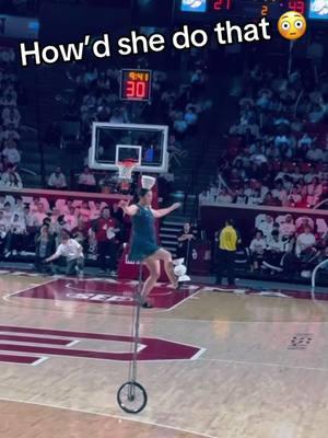 How’d she do that 😳@ Lloyd Noble Center In Norman , Oklahoma 🅾️🙌 #oklahoma #trick #streetperformer #wow #ncaa #collegebasketball 