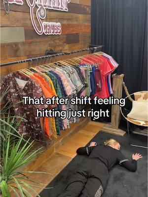 Almost as good as the scrubs during it 😮‍💨 Shop all at spurrinscrubs.com! 🛍️ #western #scrubs #style #workwear #uniform #shift #westernworkwear #westernstyle #hosptial #humor #medical #veterinary #fyp 