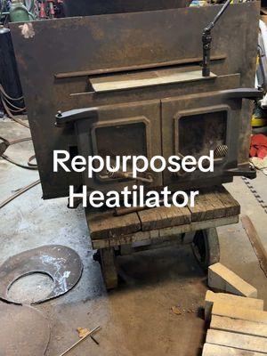 Home built dual wall fireplace heatilator is turned into a useful tool for heating cast iron kettle for butchering. #butcher #beef #pork #render #lard #farmlife #heat #kettle #repurpose #DIY #meat #process